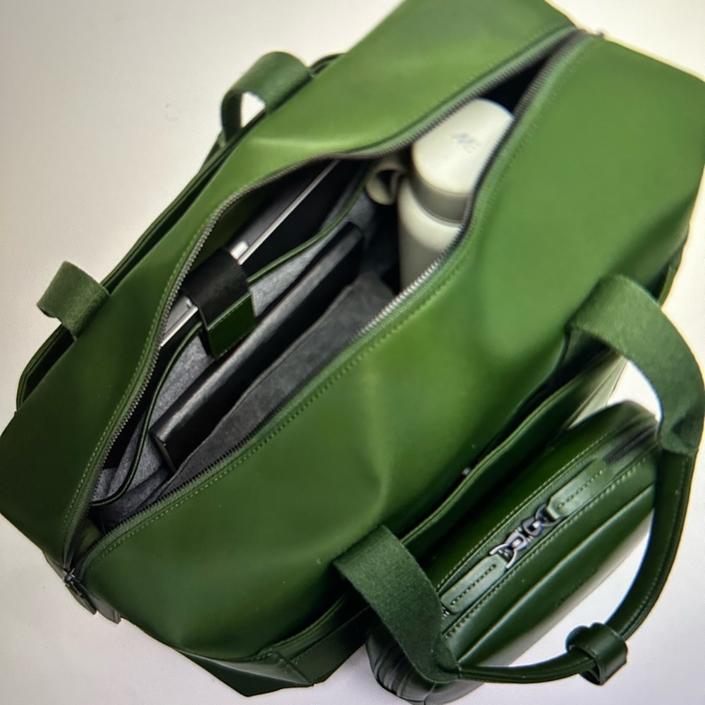 Green Duffle Bag with Structured Design and Removable Strap - Picture 4 of 9